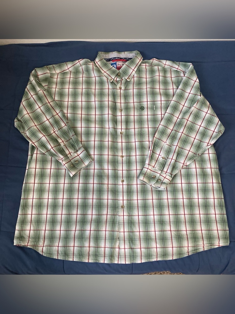 George Strait Wrangler Cowboy Cut Mens Shirt Green Plaid Long Sleeve Snap 2XL